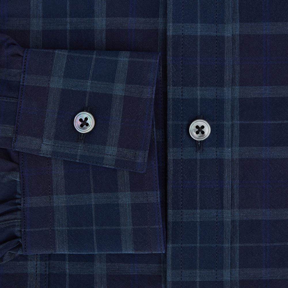 Navy and White Shadow Check Richmond Shirt L