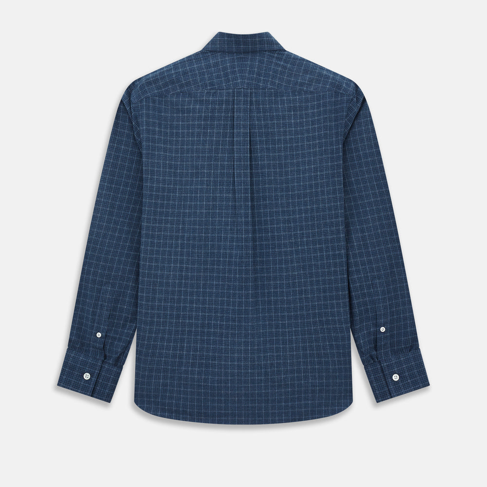 Indigo Tonal Windowpane Richmond Shirt L