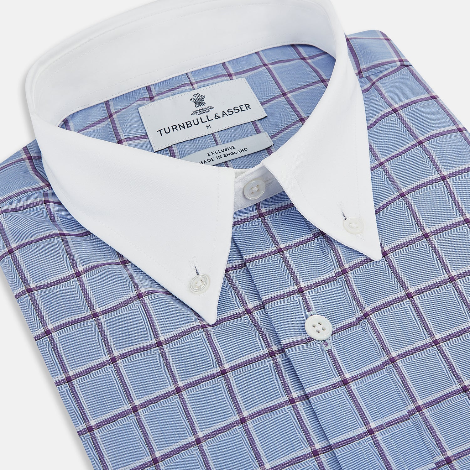 View 2 of product Blue and Purple Windowpane Check Richmond Shirt with Contrast Collar & Cuffs XXL