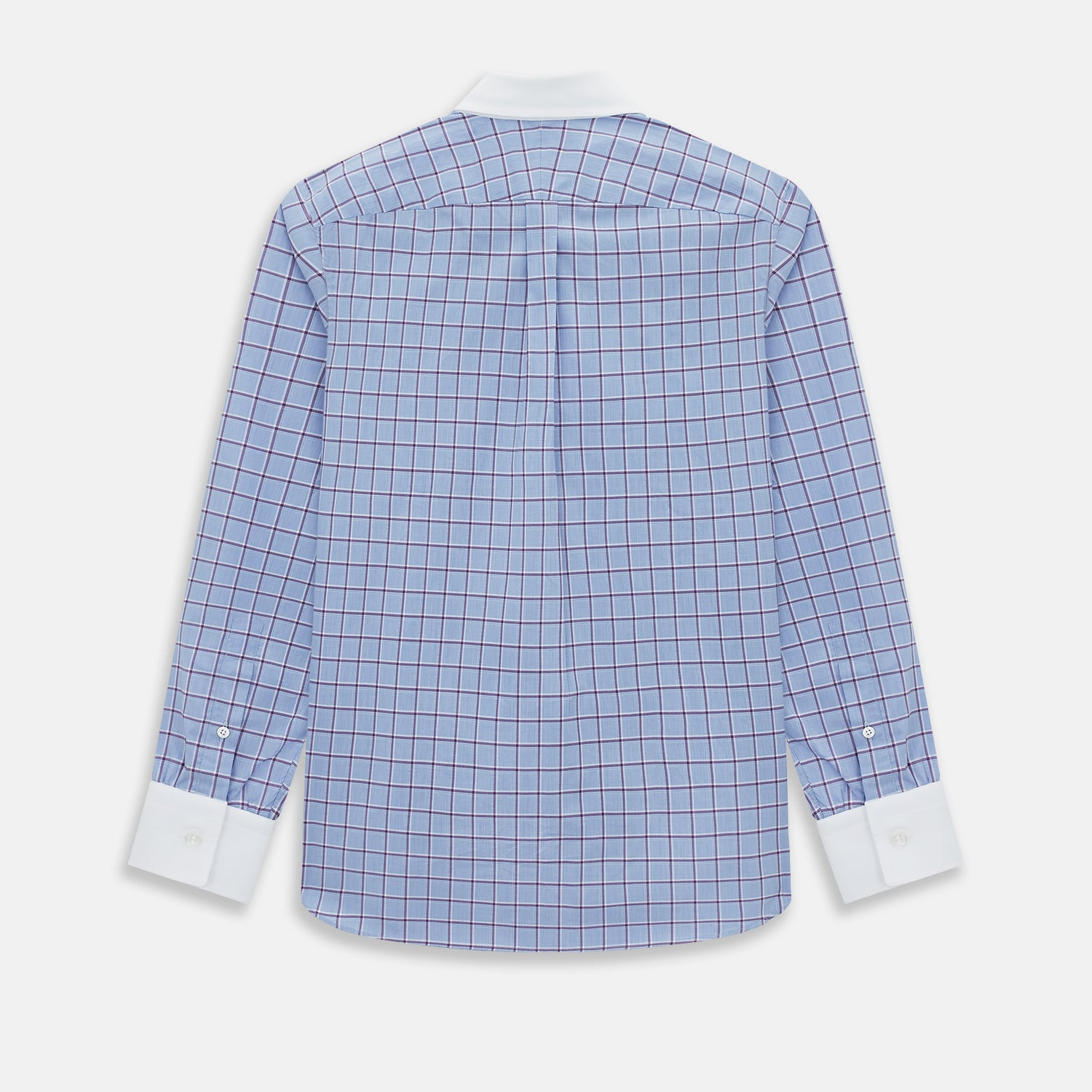 View 3 of product Blue and Purple Windowpane Check Richmond Shirt with Contrast Collar & Cuffs XXL