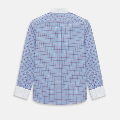 Blue and Purple Windowpane Check Richmond Shirt with Contrast Collar & Cuffs Image 2