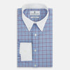 View 5 of product Blue and Purple Windowpane Check Richmond Shirt with Contrast Collar & Cuffs XXL