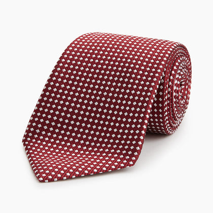 Slim Burgundy and White Diamond Silk Tie Image 4
