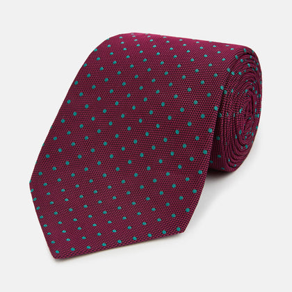 Green and Magenta Micro Dot Silk Tie