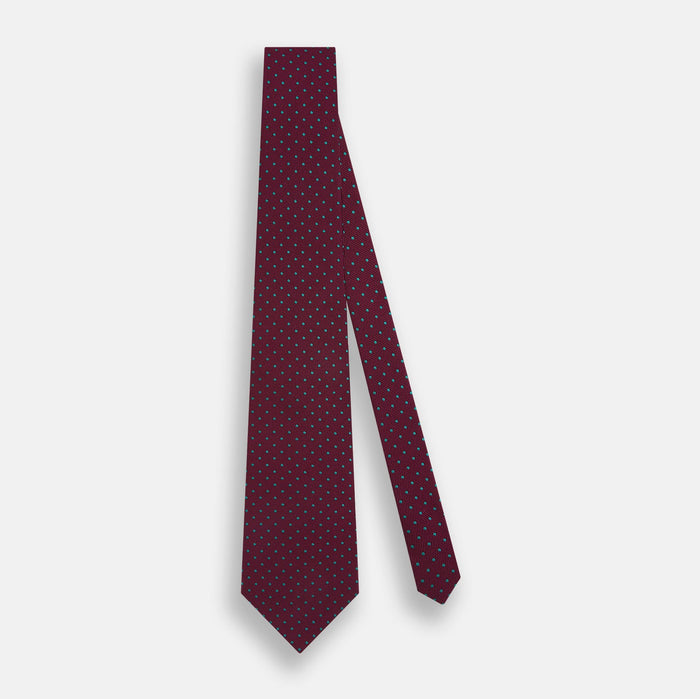 Green and Magenta Micro Dot Silk Tie Image 1