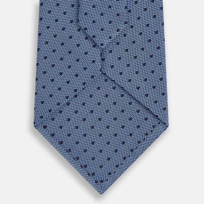 Navy and Blue Micro Dot Silk Tie Image 2