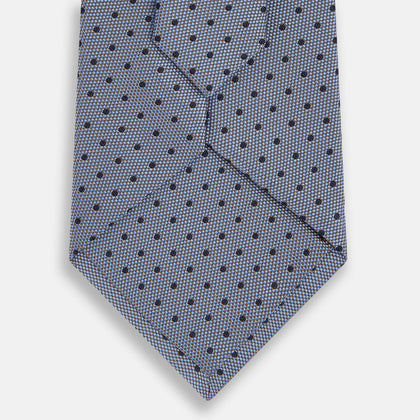 Navy and Pale Blue Micro Dot Silk Tie Image 2