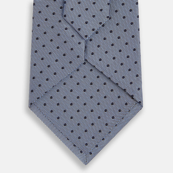 Navy and Pale Blue Micro Dot Silk Tie Image 2