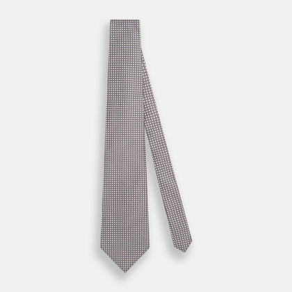 Grey and White Diamond Silk Tie Image 1