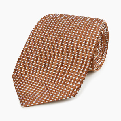 Brown and White Diamond Silk Tie Image 4