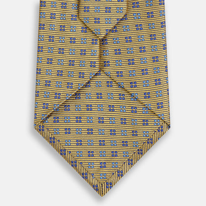 Blue and Gold Multi Dot Silk Tie Image 2