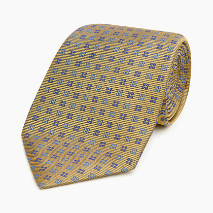 Blue and Gold Multi Dot Silk Tie Image 4