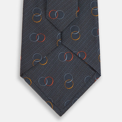 Navy Links Silk Tie Image 2