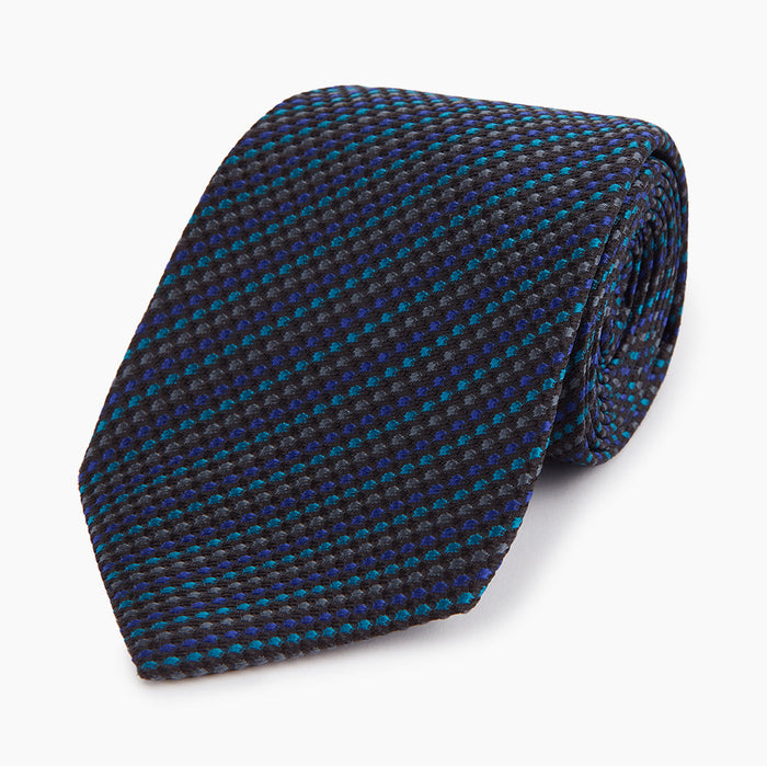 Navy Multi Silk Tie Image 4