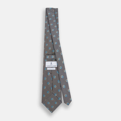 Blue and Gold Silk Tie Image 3