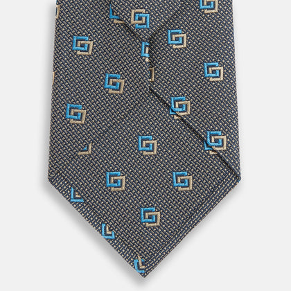Blue and Gold Silk Tie Image 2