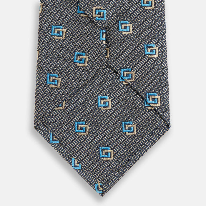 Blue and Gold Silk Tie Image 2