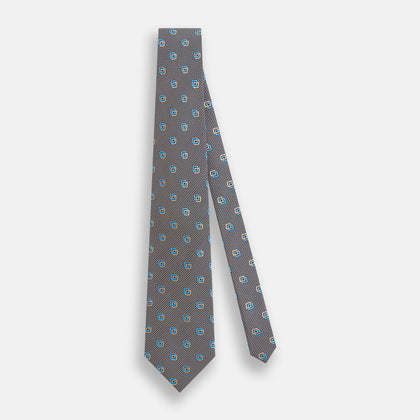 Blue and Gold Silk Tie Image 1