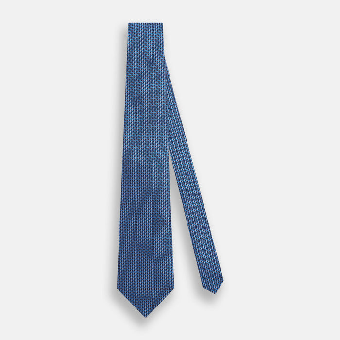 Blue Geometric Silk Tie Image 1