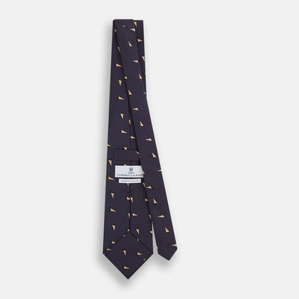 Navy Triangle Silk Tie Image 3