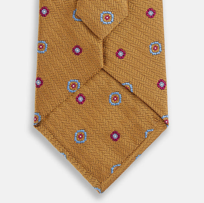 Gold Motif Silk Tie Image 2
