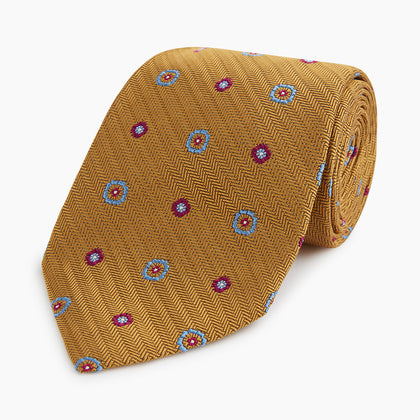 Gold Motif Silk Tie Image 4