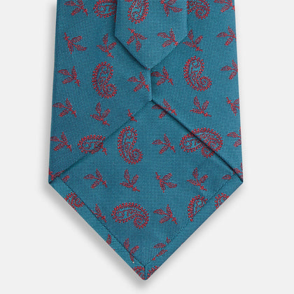 Teal Paisley Silk Tie Image 2