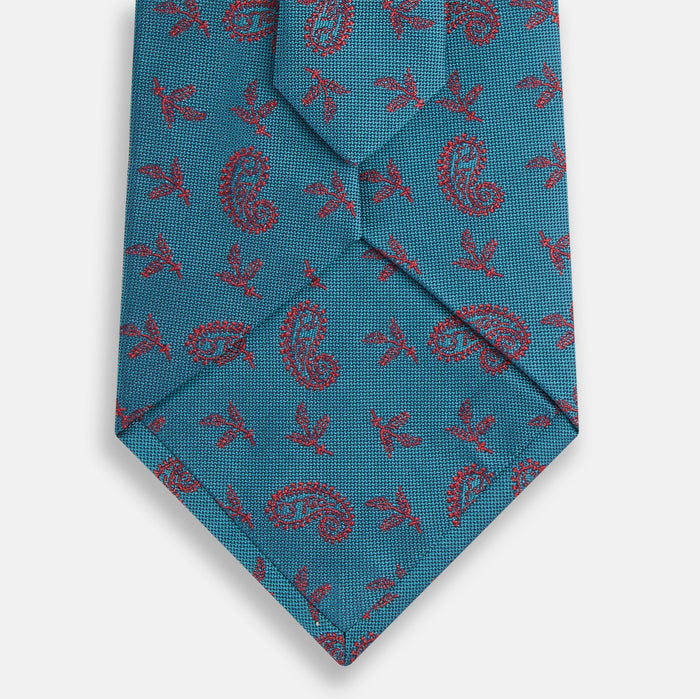 Teal Paisley Silk Tie Image 2
