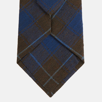 Blue and Brown Tartan Silk Blend Tie Image 2