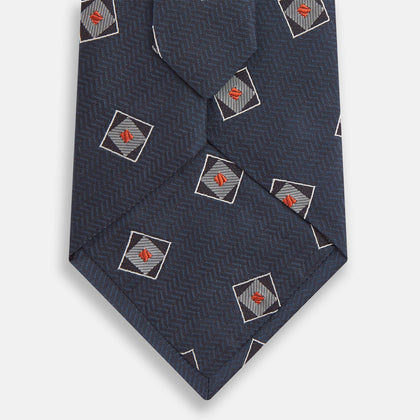 Grey Square Overlay Silk Tie Image 2