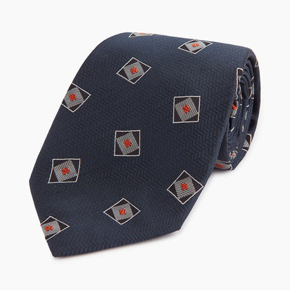 Grey Square Overlay Silk Tie Image 4