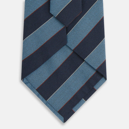 Blue Block Stripe Silk Blend Tie Image 2