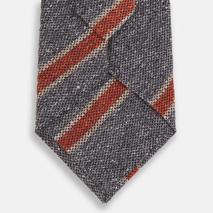 Red Block Stripe Silk Tie Image 2