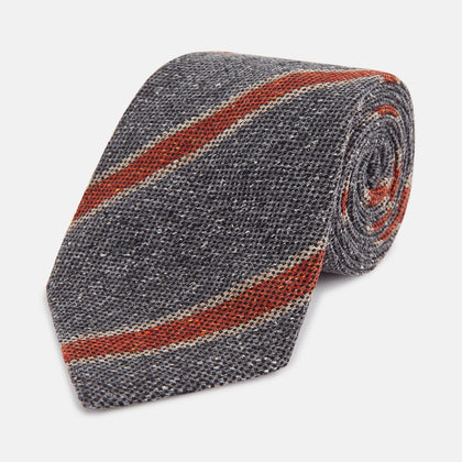 Red Block Stripe Silk Tie