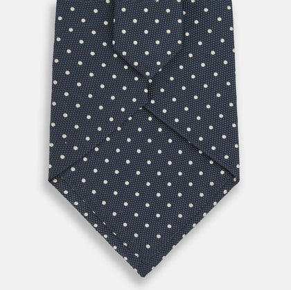 Navy Micro Dot Silk Tie Image 2