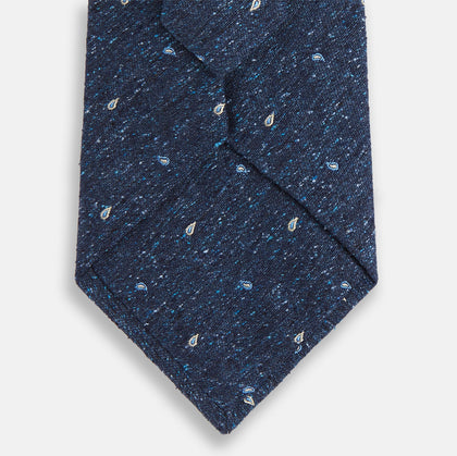 Navy Micro Paisley Silk Tie Image 2