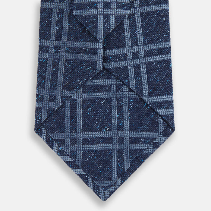 Navy Bold Double Check Silk Tie Image 2