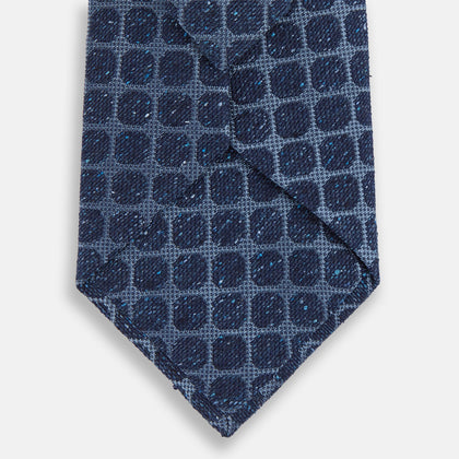 Navy Grid Silk Tie Image 2