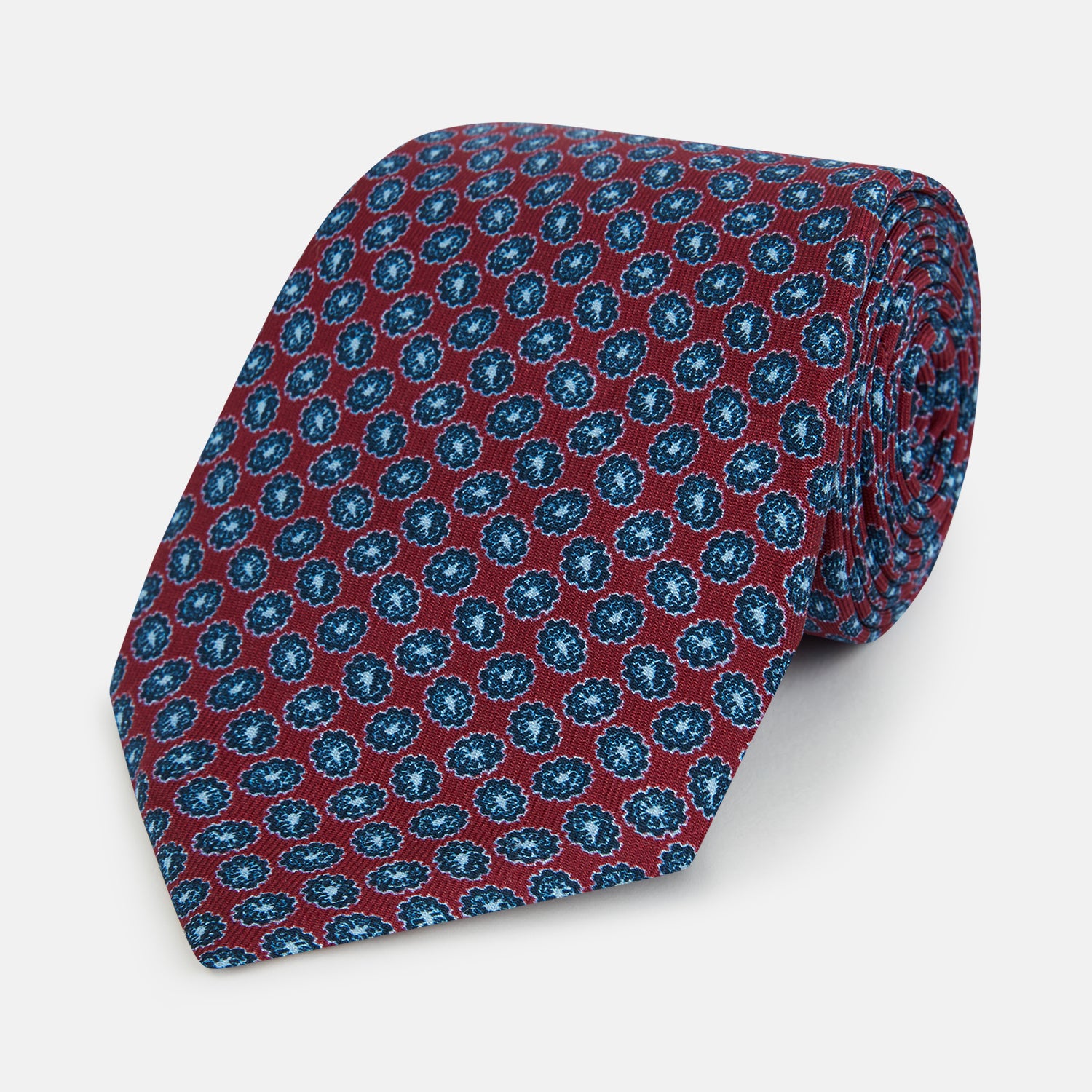 View 1 of product Blue and Red Floral Foulard Printed Silk Tie OS