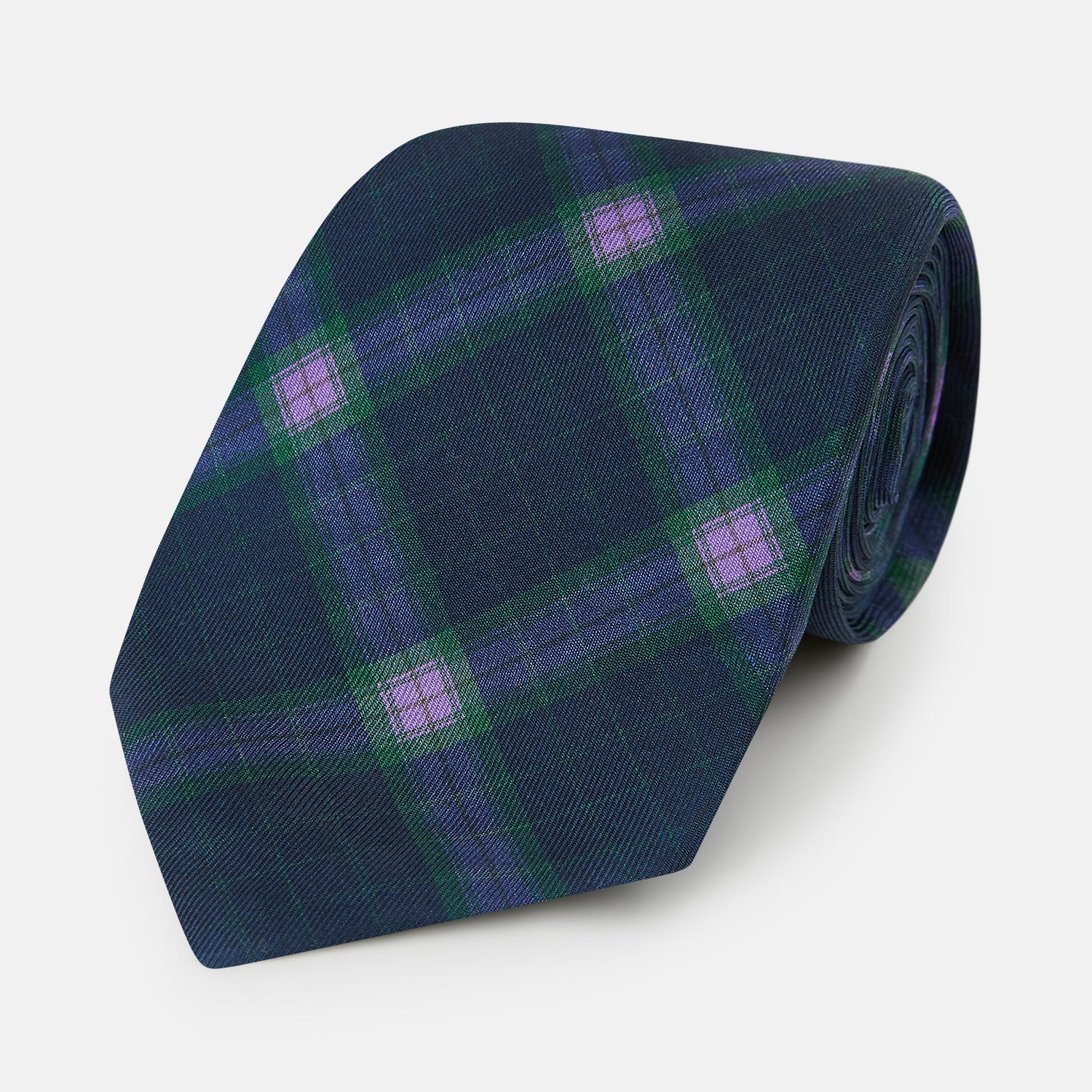 View 2 of product PURPLE AND GREEN CHECKED SILK TIE OS