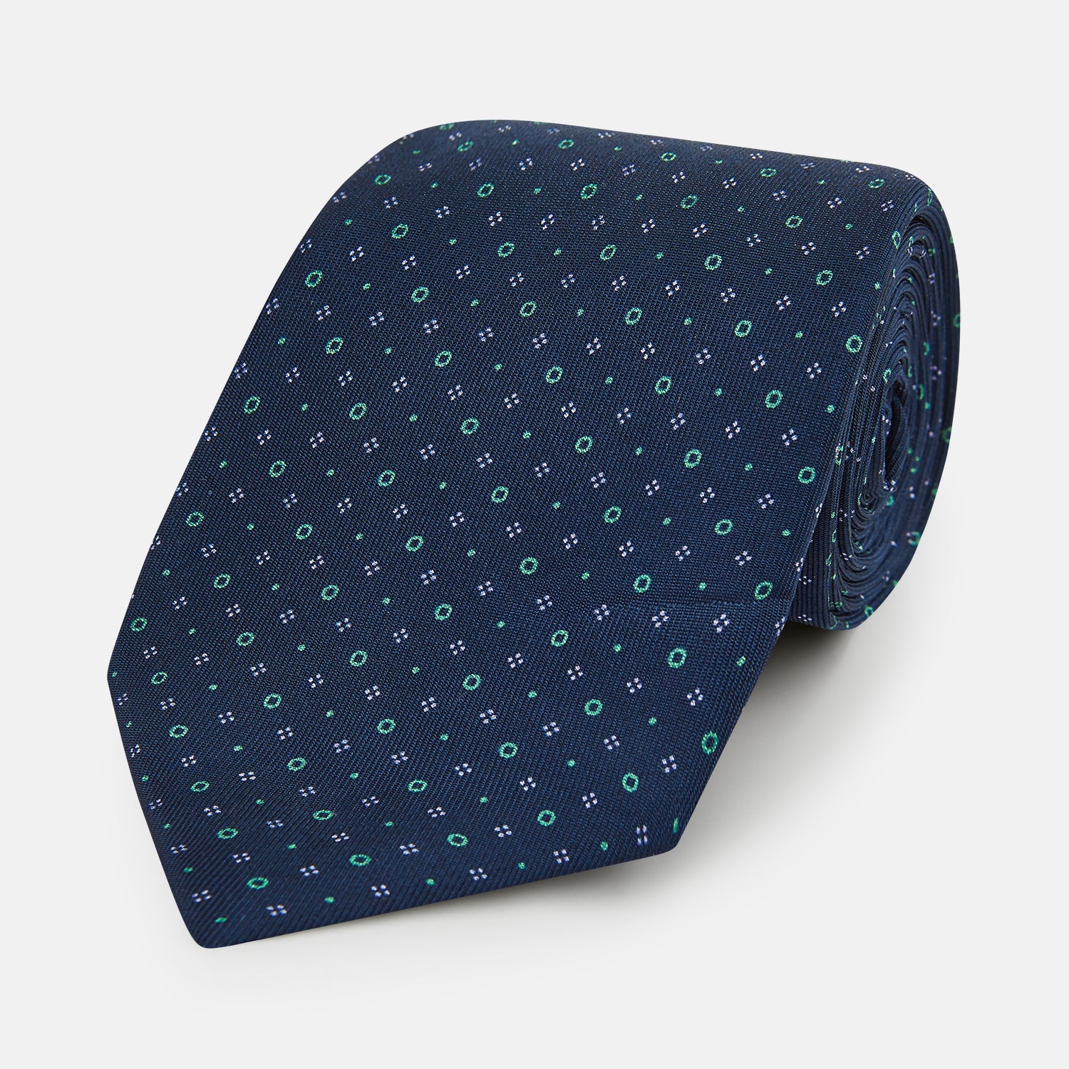 View 1 of product Dark Navy Geometric Pin-Dot Silk Tie OS