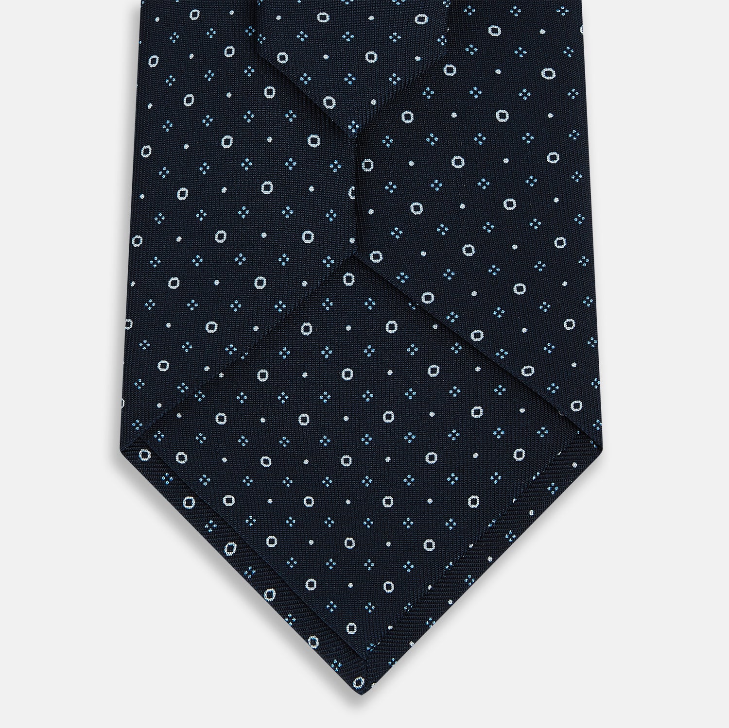 View 3 of product Navy Blue Geometric Pin-Dot Silk Tie OS