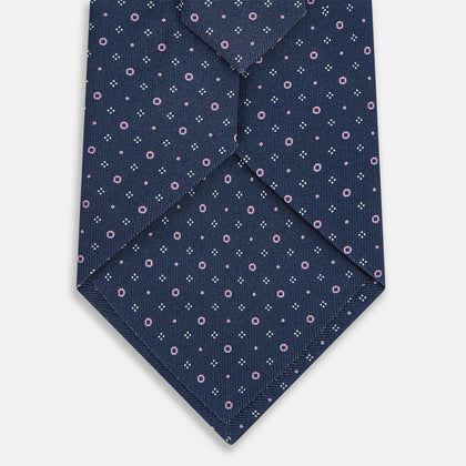 Azzurro Geometric Pin-Dot Printed Silk Tie Image 2