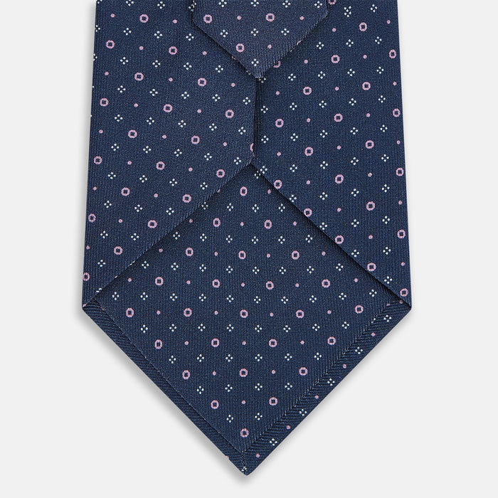 Azzurro Geometric Pin-Dot Printed Silk Tie Image 2