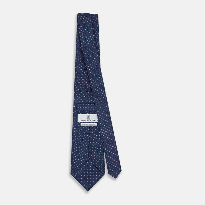 Azzurro Geometric Pin-Dot Printed Silk Tie Image 3