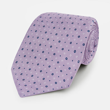 Lilac Geometric Pin-Dot Printed Silk Tie