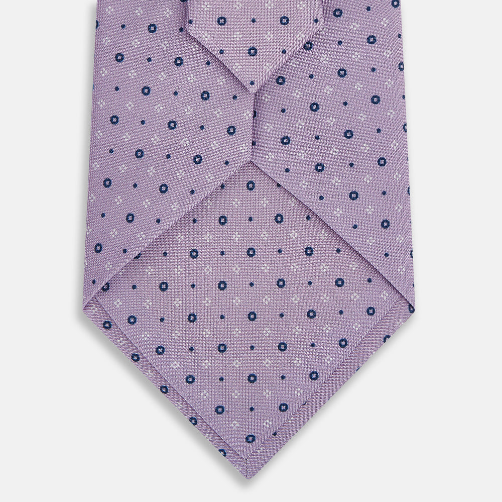 Lilac Geometric Pin-Dot Silk Tie OS