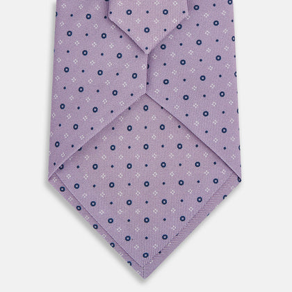 Lilac Geometric Pin-Dot Printed Silk Tie Image 2