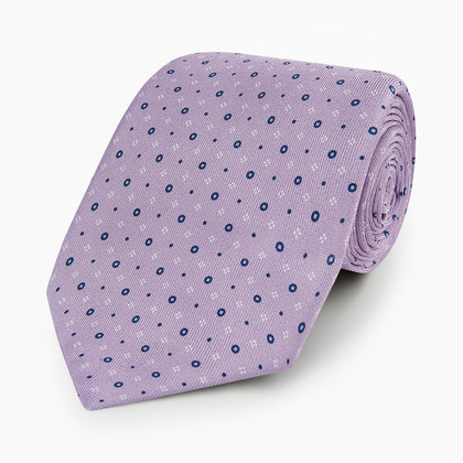 Lilac Geometric Pin-Dot Printed Silk Tie Image 4