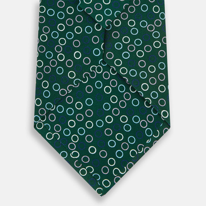 Forest Green Circle Printed Silk Tie Image 2